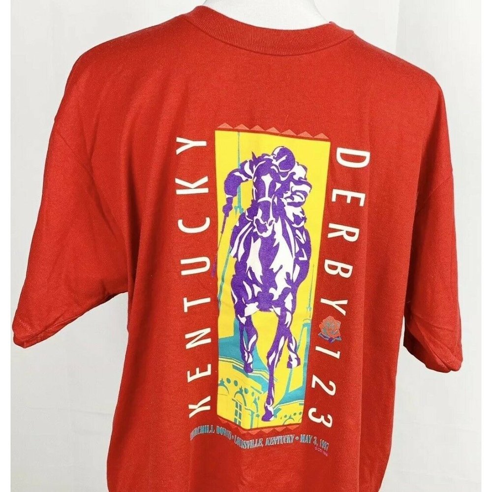 Vintage 1997 Kentucky Derby Red Graphic Tshirt
